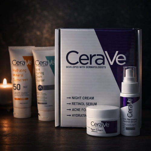 CeraVe Complete Skincare Combo Kit – Sunscreen SPF 50, Acne Cleanser, Retinol Serum & Night Cream